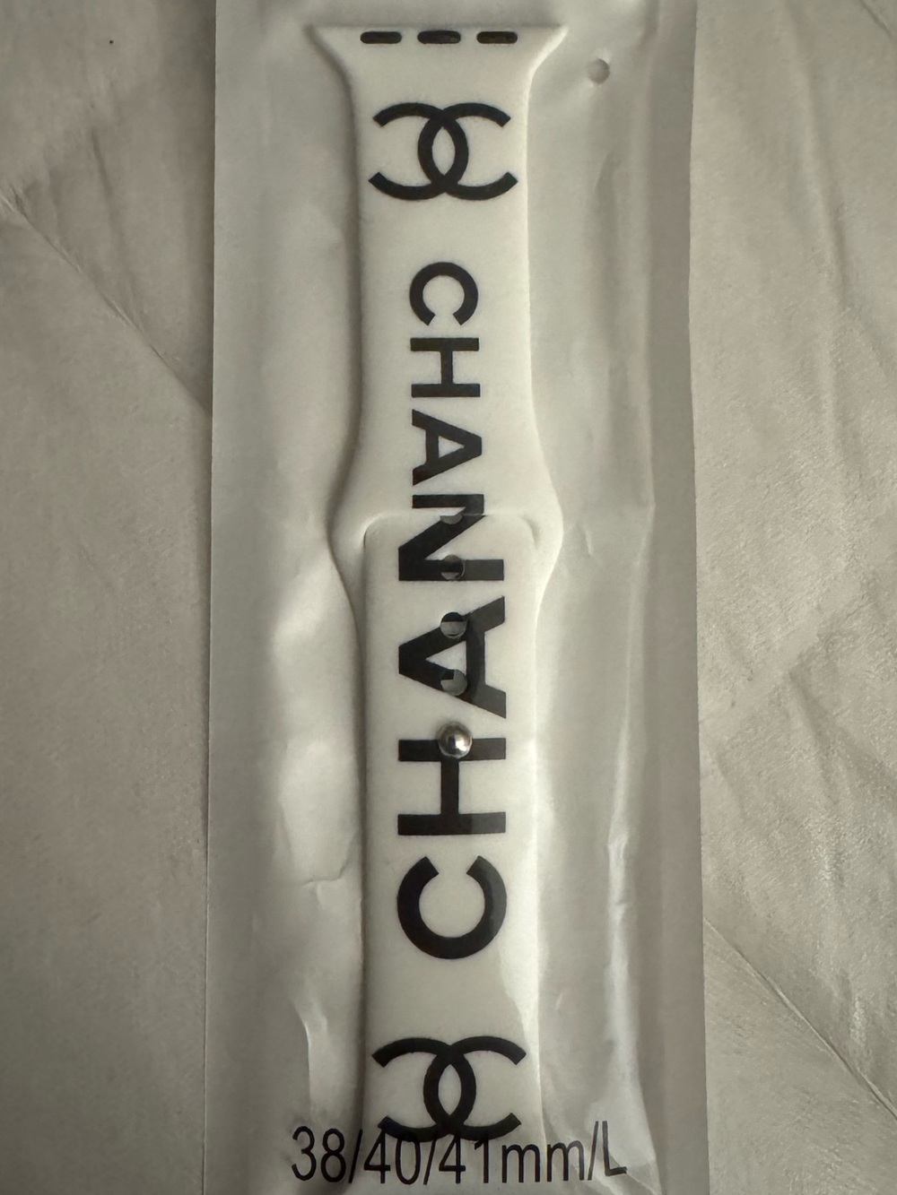 White & Black Apple Watch Band